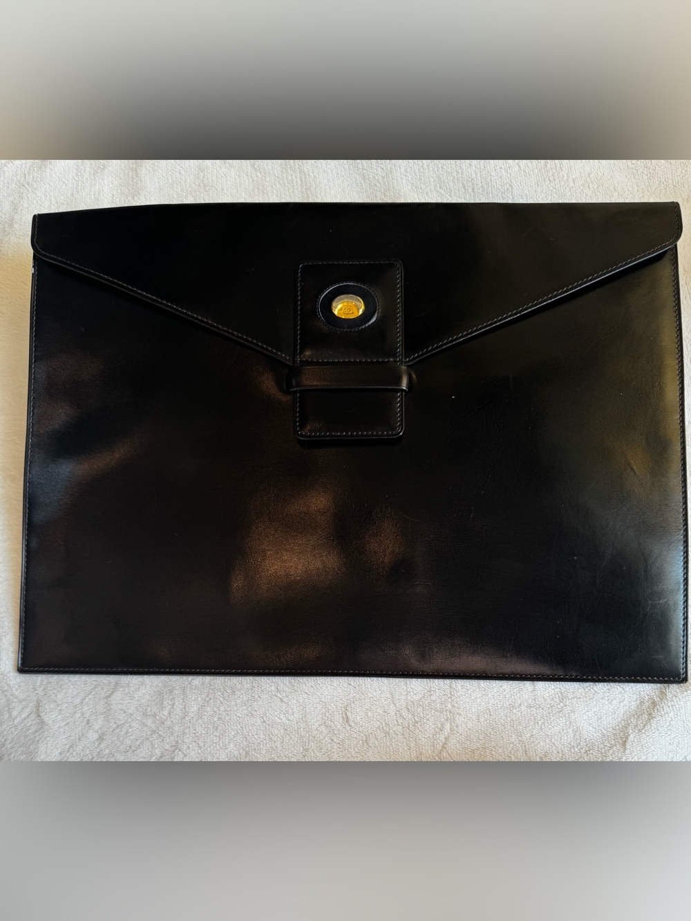 Vintage Gucci Italy Black Leather Portfolio / Document Case